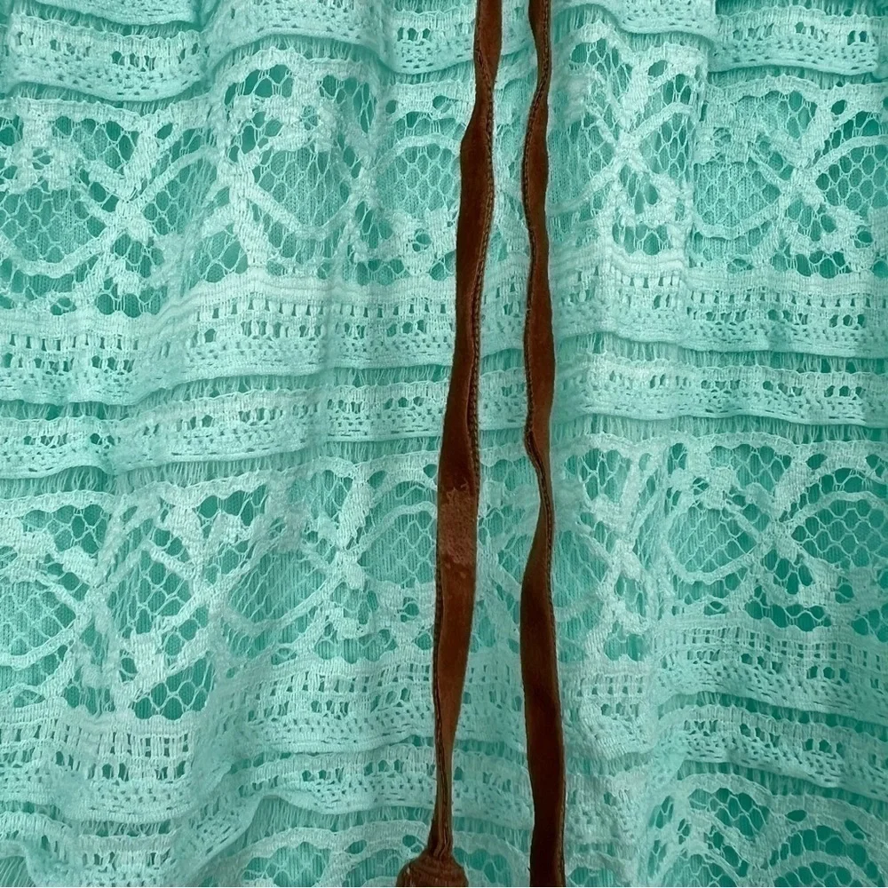 No Boundaries Mint Green Lace Maxi Skirt Large Boho Festival Summer Fairy Whimsy